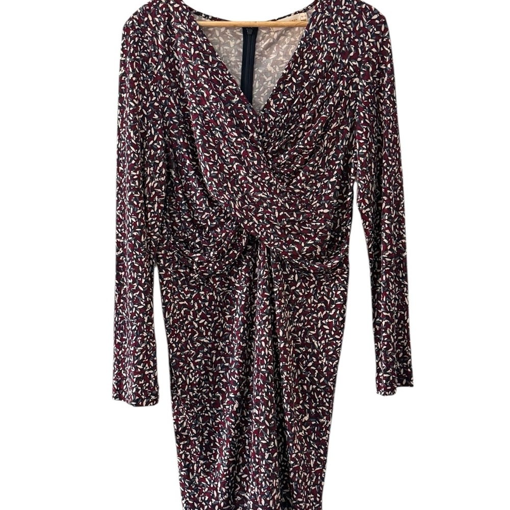 NWT Tory Burch Twist Front Stretch Midi Dress - Burgundy Multicolor! XL NEW! - Picture 10 of 10